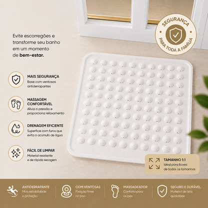 Tapete quadrado Mōva disponível em cinco cores: bege, azul, cinza, verde e branco