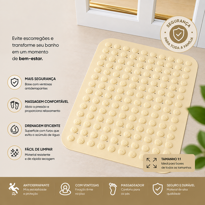 Tapete quadrado Mōva com limpeza simples em água corrente e sabão neutro
