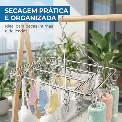 Mōva AirClip™ – Varal Inteligente Inox com Prendedores para Roupas Íntimas