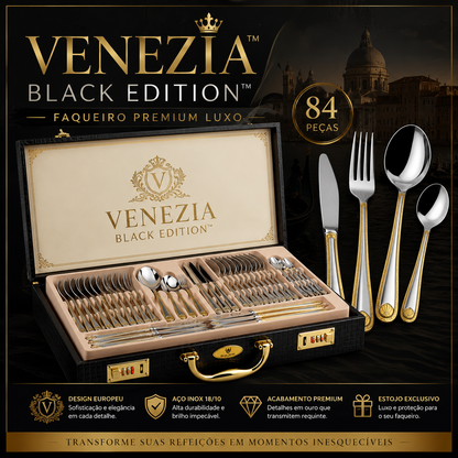 Venezia Black Edition™ – Faqueiro Premium Luxo | Mōva Decor