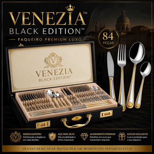 Venezia Black Edition™ – Faqueiro Premium Luxo | Mōva Decor